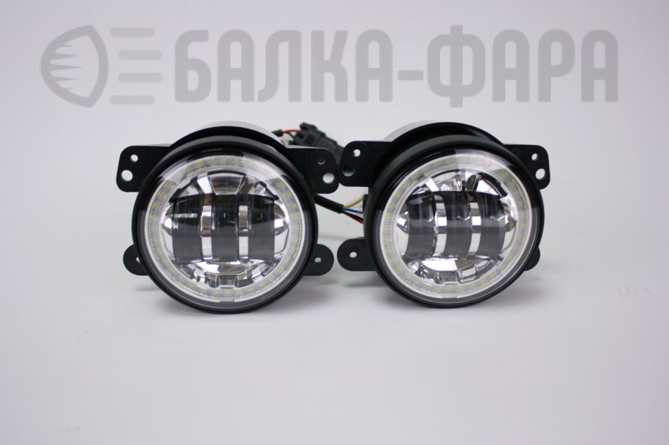Комплект противотуманных фар, 36 Ватт, с ангельскими глазками, хром